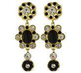 Brinco Preto Rendas com Strass